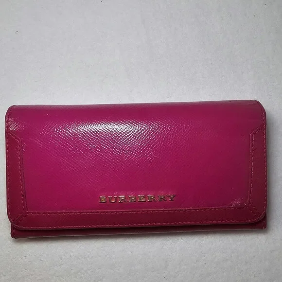 Burberry Patent Leather Heritage Grain Penrose Continental Wallet Pink - Picture 2 of 16